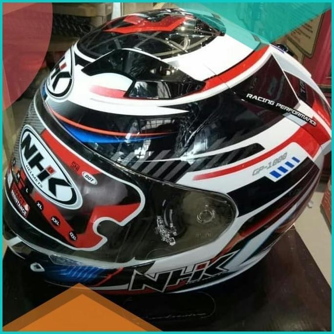 HELM NHK GP 1000 MOTIF DOUBLE VISOR BIRU LIS PUTIH MERAH 19F3B2024 par