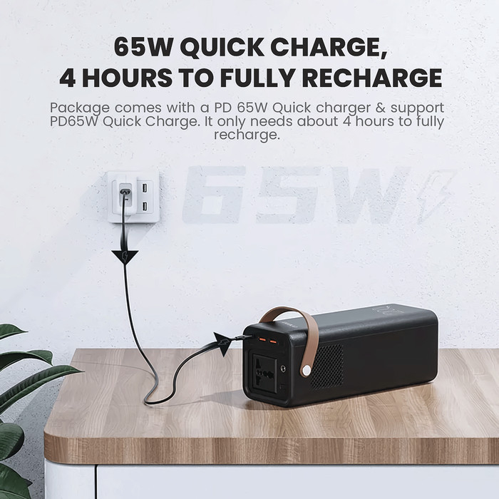 UNEED UPS812 Power Station 52.800mAh Portable Powerbank 200W QC PD - Hitam