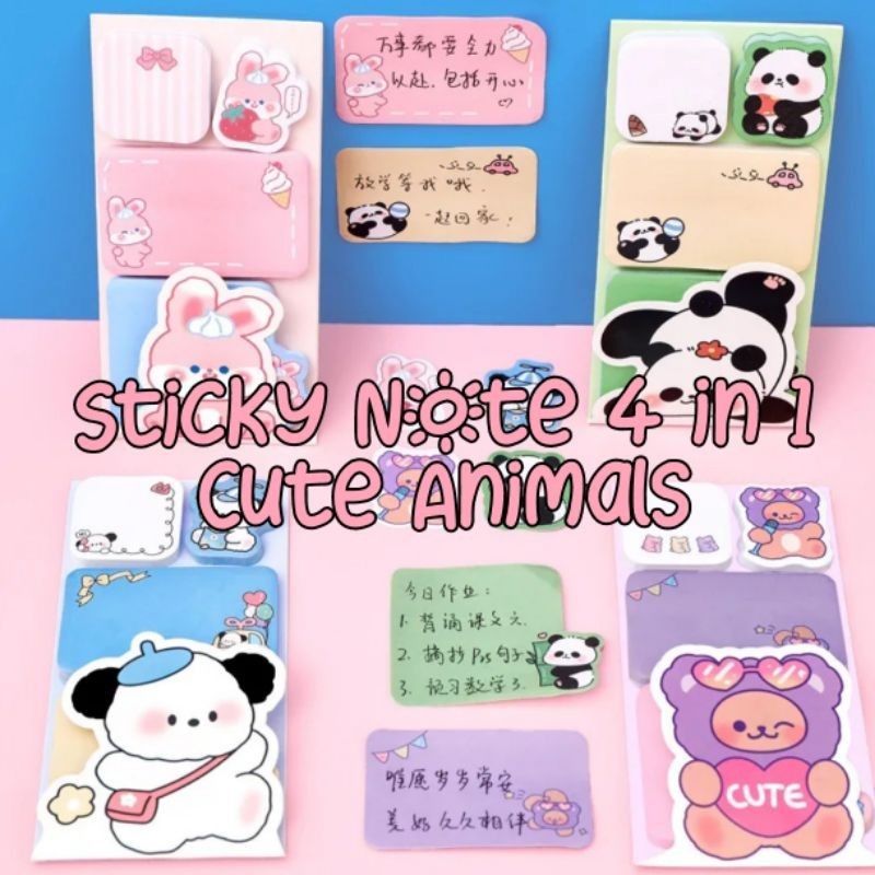 

Sticky Note / Memo Tempel 4 in 1 Cute Animals