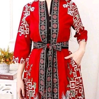 DRESS BATIK WANITA MODERN (MERAH)
