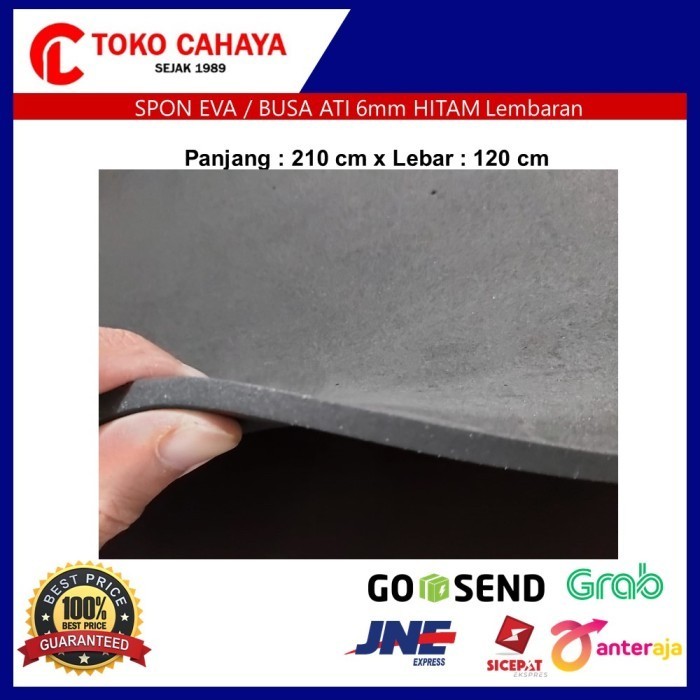 

Spon Eva Sponge Busa Ati Spon Karet 6mm Hitam 210cm x 120cm Lembaran