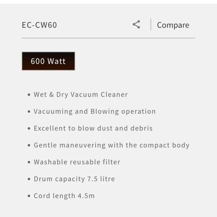 VACUM CLEANER SHARP EC-CW60