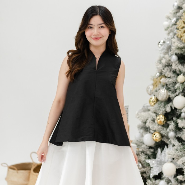 Beatrice Clothing Clement Blouse - Atasan V-Neck Tanpa Lengan Wanita