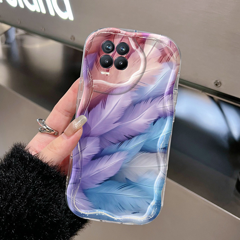 Casing Hp Realme 8 Realme 8 Pro Realme 8i Realme Narzo 50 Case hp ponsel pola bulu berwarna Casing l