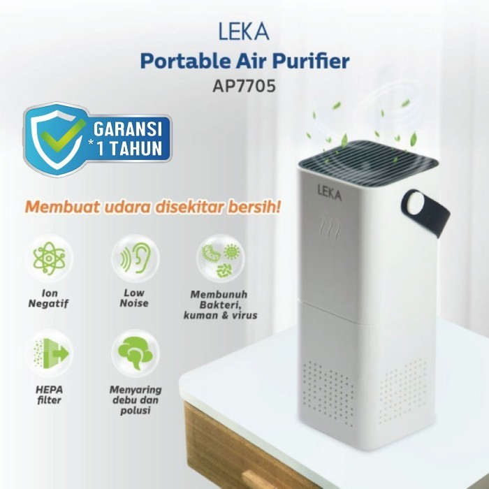 Leka Ap7705 Portable Air Purifier - Mini Hepa Filter Ion Negatif Anion