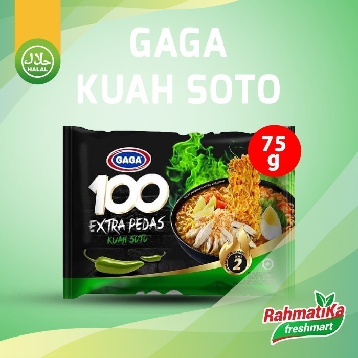 

GAGA 100 Mie Instan Extra Pedas Kuah Soto Level-2 (1 Pcs)