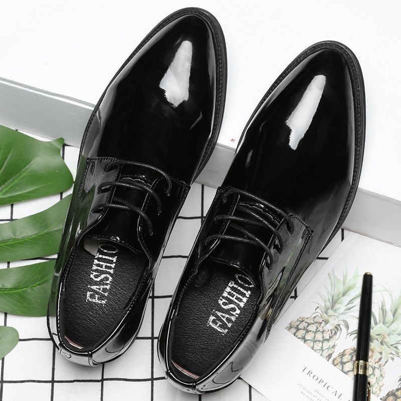 Sepatu Kulit Paten Sol Tebal untuk Pria, Sepatu Kulit Paten Baru, Sepatu Gaya Korea Sol Tebal, Sepat
