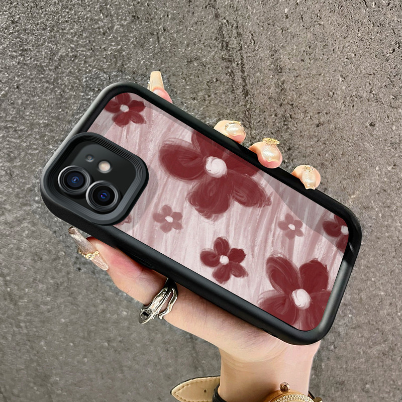 Casing Hp iPhone 11 iPhone 11 Pro Max iPhone 13 Case lembut  Softcase casing telepon pola bunga mera