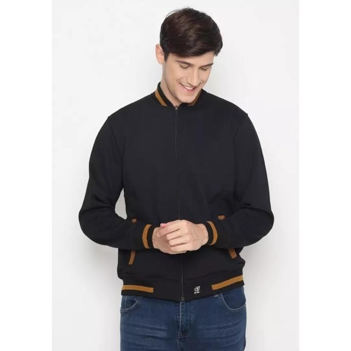 D&F - Jacket Bomber Pria Original - Jaket Bomber Pria Black Cut  Tokogeri