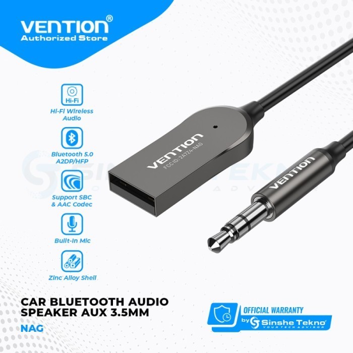 Vention Kabel Aux 3.5Mm Car Bluetooth Audio Adaptor Bluetooth