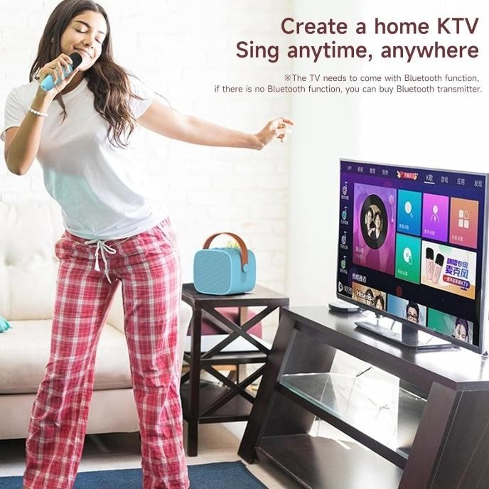 Family Ktv K1 Portable Wireless Karaoke Speaker Bluetooth Microphone