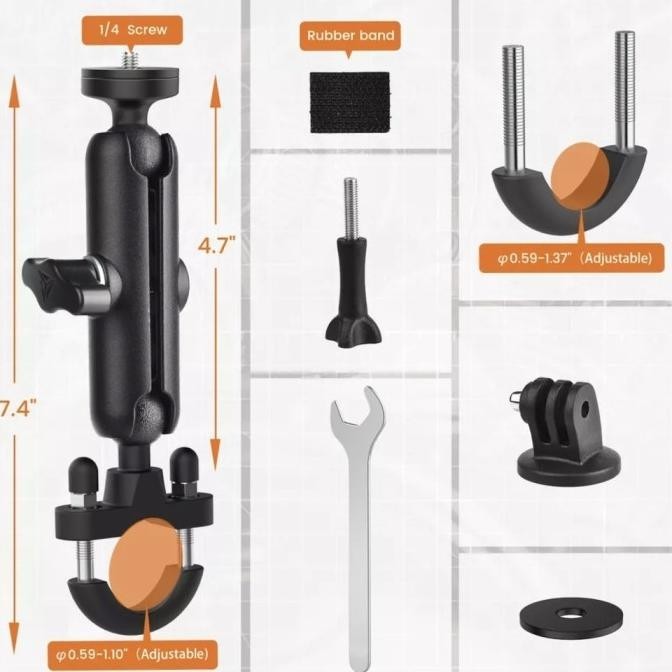 Breket Gopro Actin Cam Holder Kamera Motor Camera 360 Motowolf Brecket