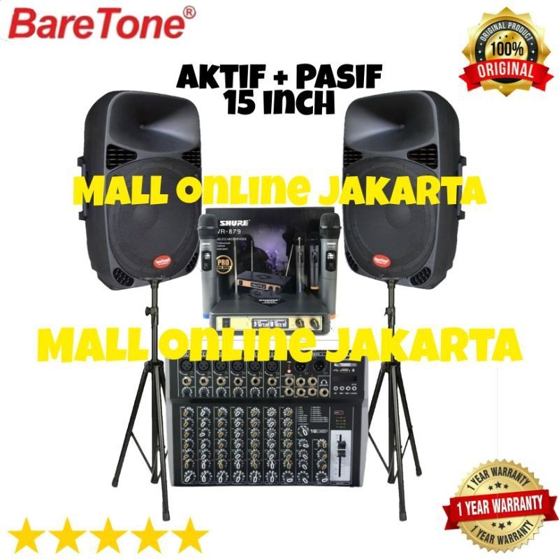 PROMO  Paket Speaker aktif pasif baretone 15 inch original sound system