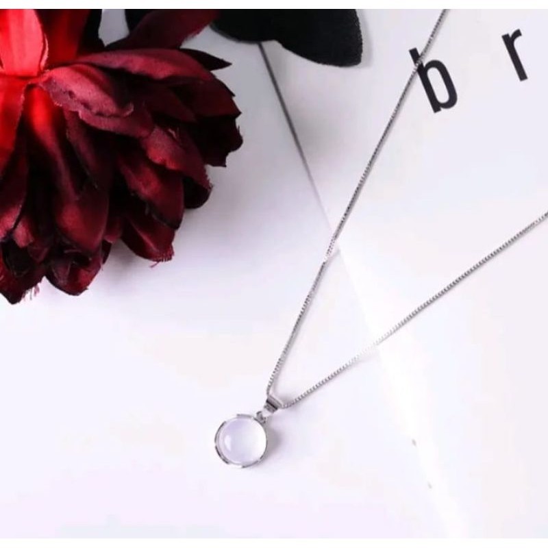 Kalung Wanita Liontin Mutiara Silver Titanium