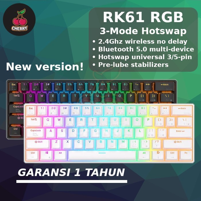 Royal Kludge Rk61 Rgb Wireless Bluetooth Mechanical Keyboard