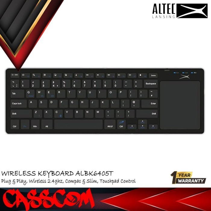 Altec Lansing Keyboard Wireless Slim With Touchpad Albk6405T