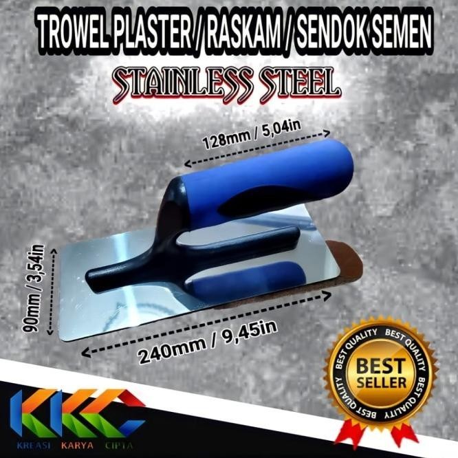 Trowel Plaster Stainless Steel | Raskam Baja Anti Karat Gagang Biru