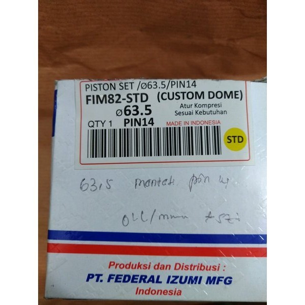 Piston Seher Set Crf 150 L Klx Dtracker Cb Cbr 150 Nmax Supra Gt 150 R Jupiter Mx Vixion 63.5 64