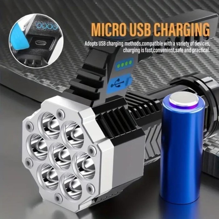 Senter Sorot Hh Power Lampu Sorot 7 Led Cahaya Super Terang