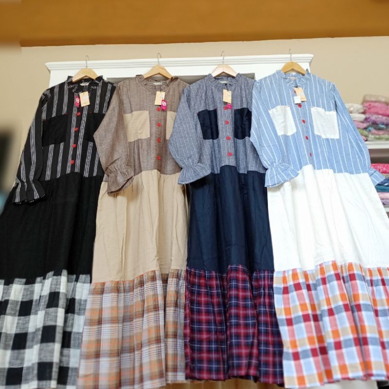 Gamis katun kombinasi Syaina by S-mut kode 1210