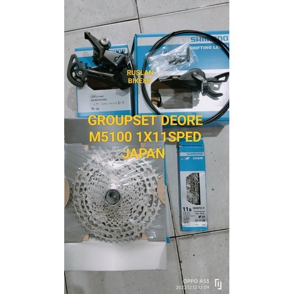 Groupset Deore M5100 Japan 1X11S Sprocket 11-51T. Mini Groupset Deore 1X11S M5100 Japan Sesuai Foto