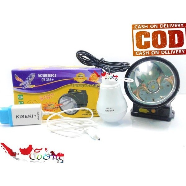 SNI HEAD LAMP l SENTER KEPALA KISEKI BONUS CHARGER BONUS LAMPU CK-393