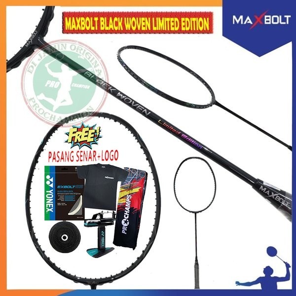 MAXBOLT BLACK WOVEN LIMITED EDITION RAKET BADMINTON ORIGINAL