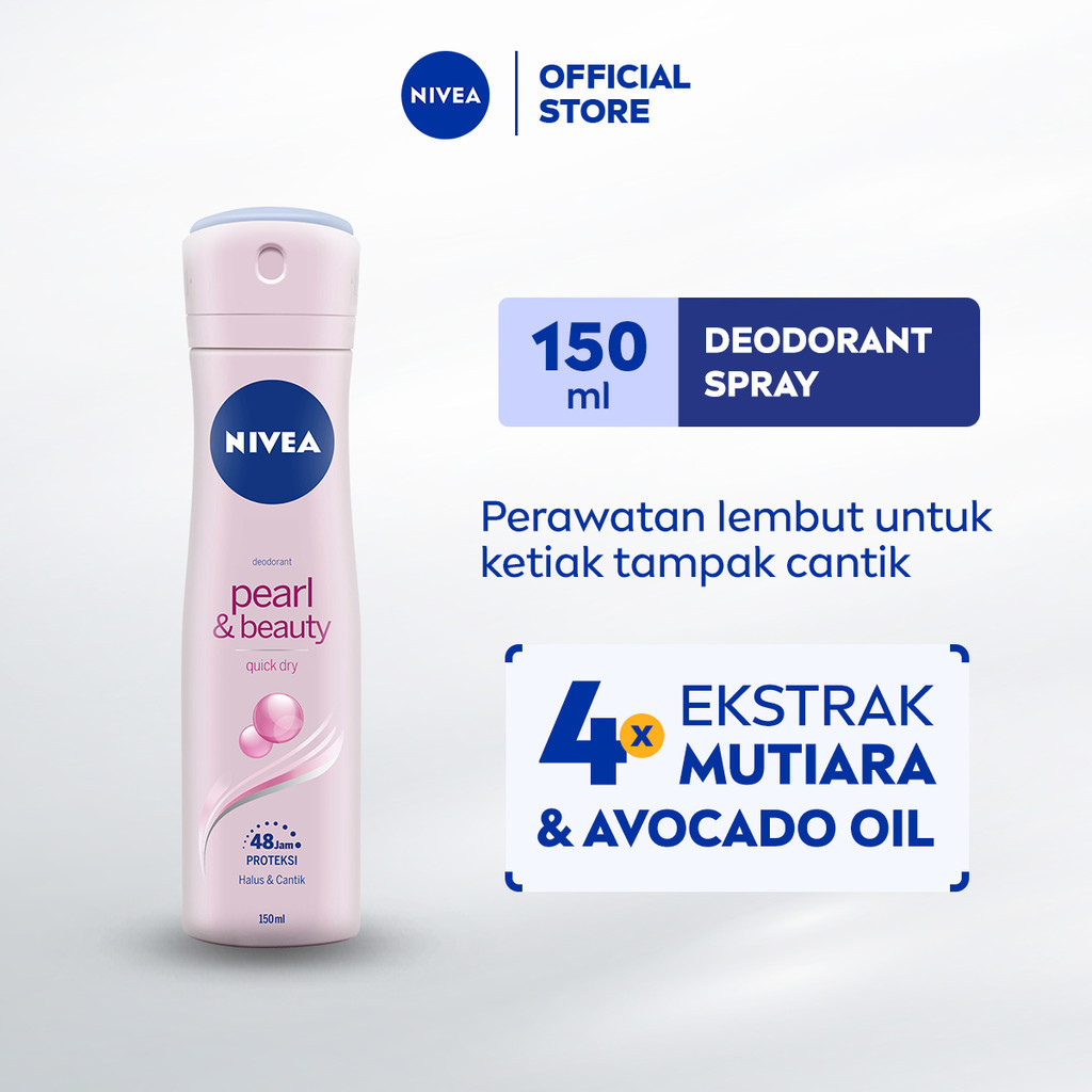 NIVEA Deodorant Spray Pearl & Beauty 150ml - Deodorant semprot wanita brightening mencerahkan dan me