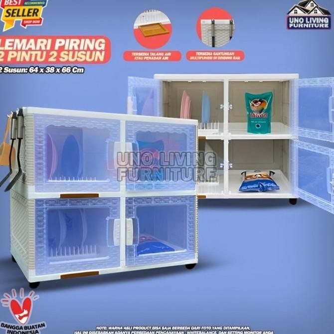 Promo  Akako Rak Piring Plastik 2 Pintu Mini Dish Rack Lemari Dapur Heldotara