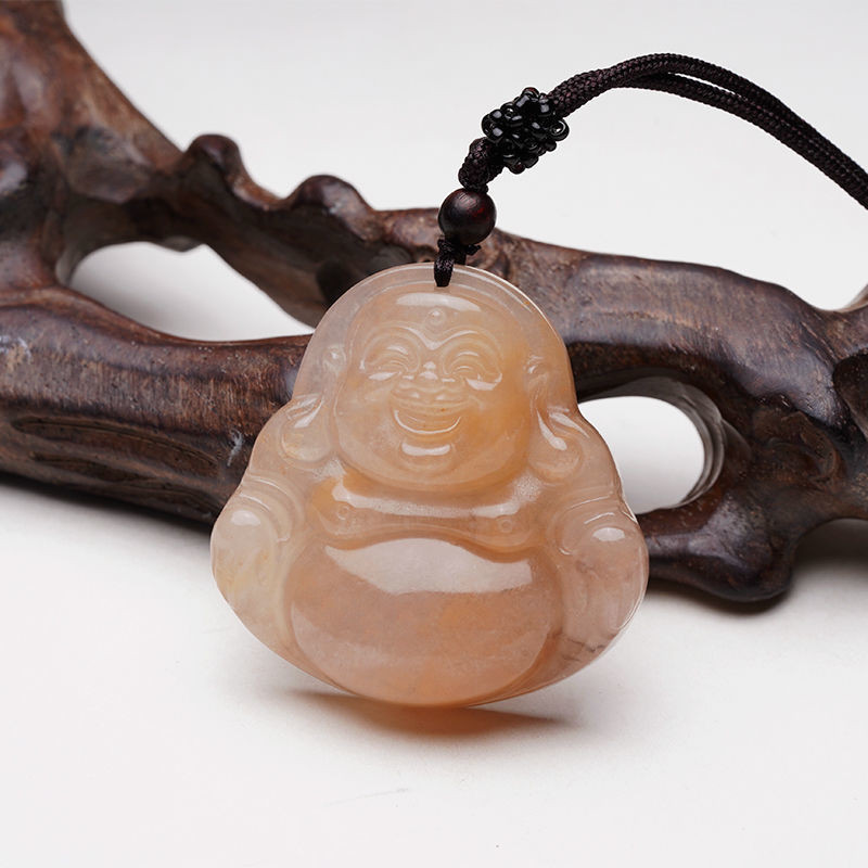 Women's Sweater Chain Big Belly Buddha Necklace Jinsi Jade Buddha Pendant Natural Violet Smiling Bud