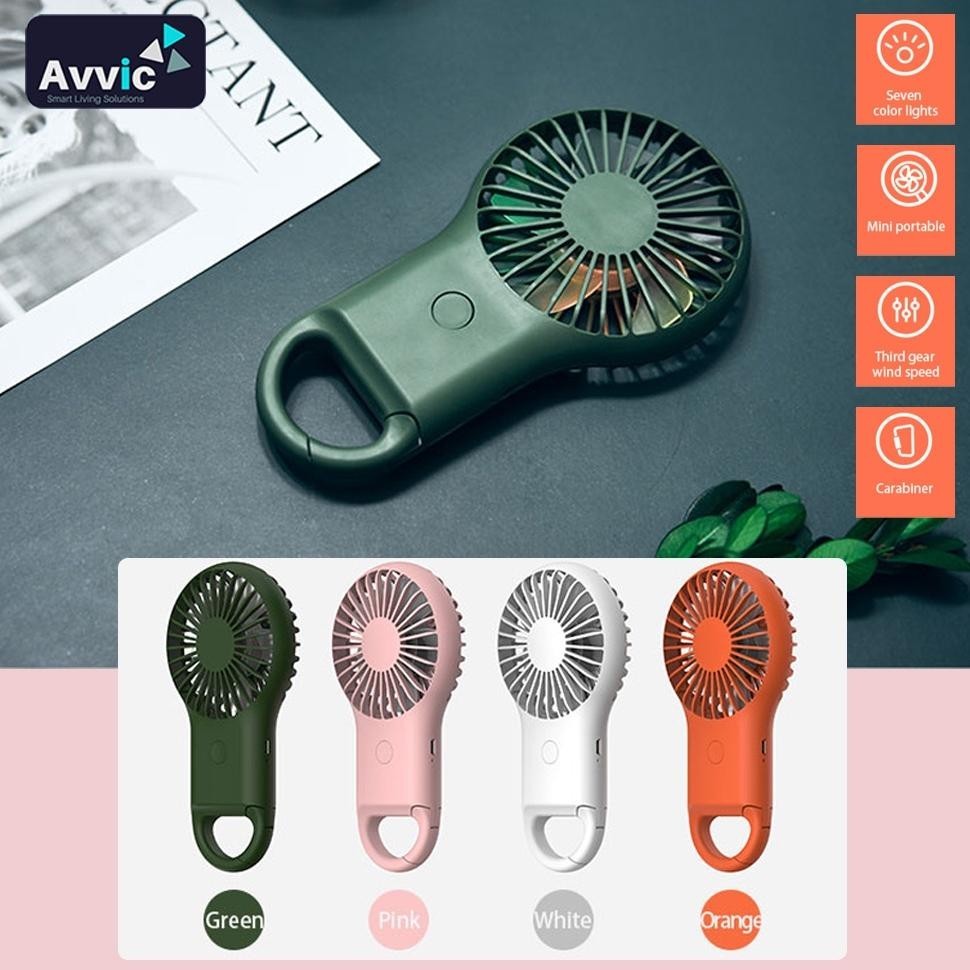 Avvic The Roku Mini Fan Kipas Angin Mini Portable With Rgb Light Rechargeable Pocket Fan