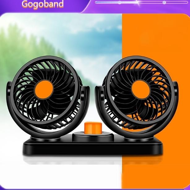 Kipas Mobil 24V Truk Besar 12V Pendingin Usb Kipas Lipat Mobil Kipas Dua Kepala Angin Senyap