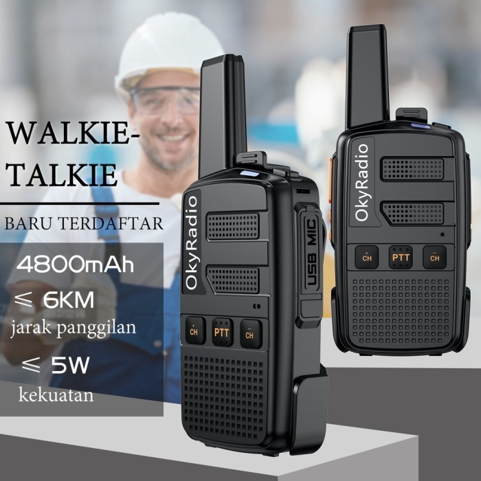 OD 2 UNIT HT N6 HANDY WALKIE-TALKIE JARAK 5-10KM USB 16 CHANNEL 5W