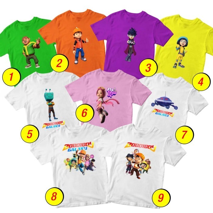 Baju Kaos Anak Laki Laki Perempuan Umur 1-10 Tahun Gambar Boboiboy Galaxy DISTRO JAKARTA Karakter Ka