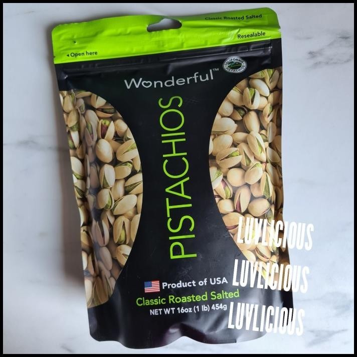 

Wonderful Pistachios Pistachio Nuts Cashew Roasted Salted Kacang 454 G