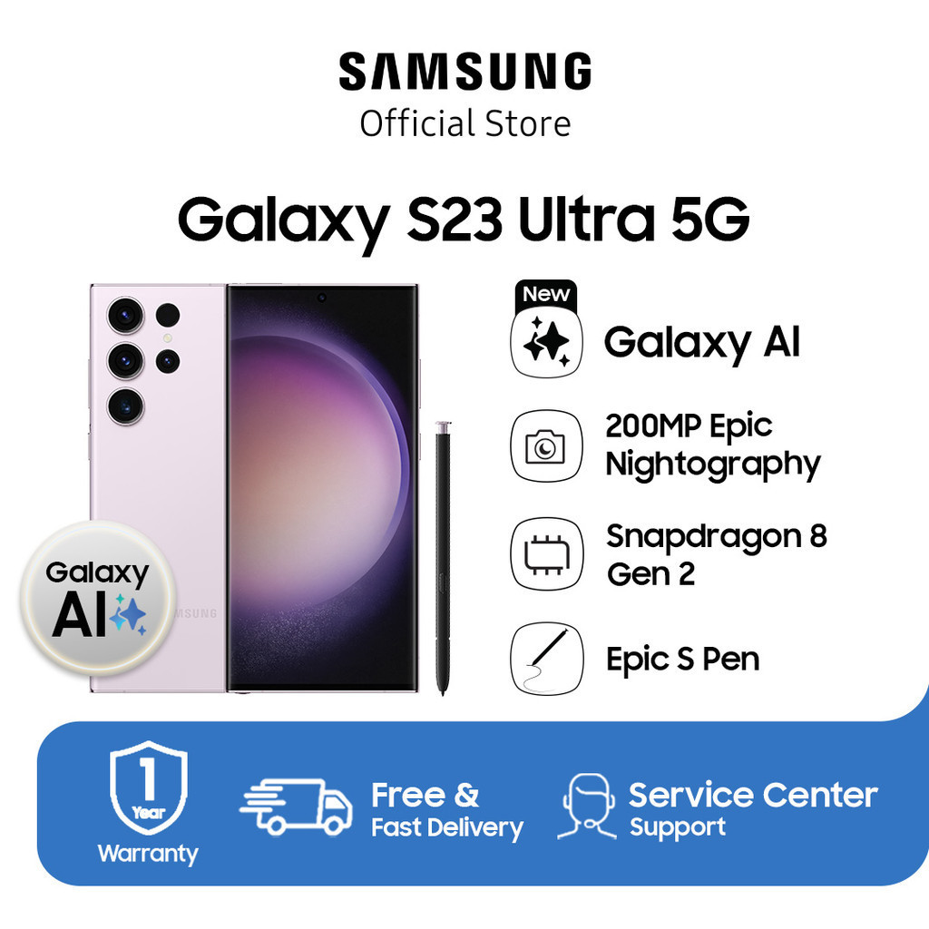 Samsung Galaxy S23 Ultra 5G 12GB/256GB - Lavender, Handphone AI