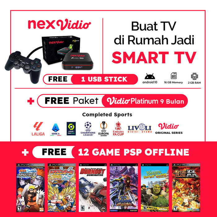 Promo Nex Vidio Gratis Usb Stick+12 Game Offline Psp+9Bulan Pkt Platinum .