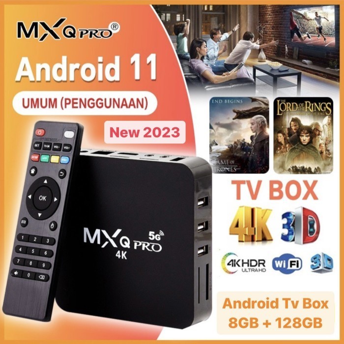 Promo Android Tv Box Mxq Pro 5G 4K 8Gb Ram + 128Gb Rom Smart Android Tv Box .