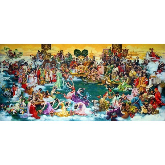 Repro Digital Dewa 8 Konghucu Chinese China Lukisan God Kaya Raya