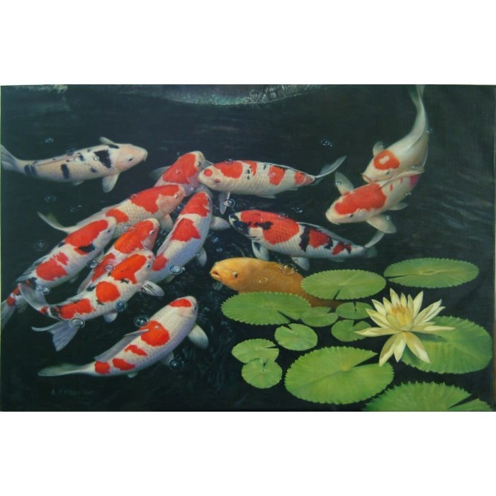 Lukisan painting repro Koi Ikan Hoki Feng Shui