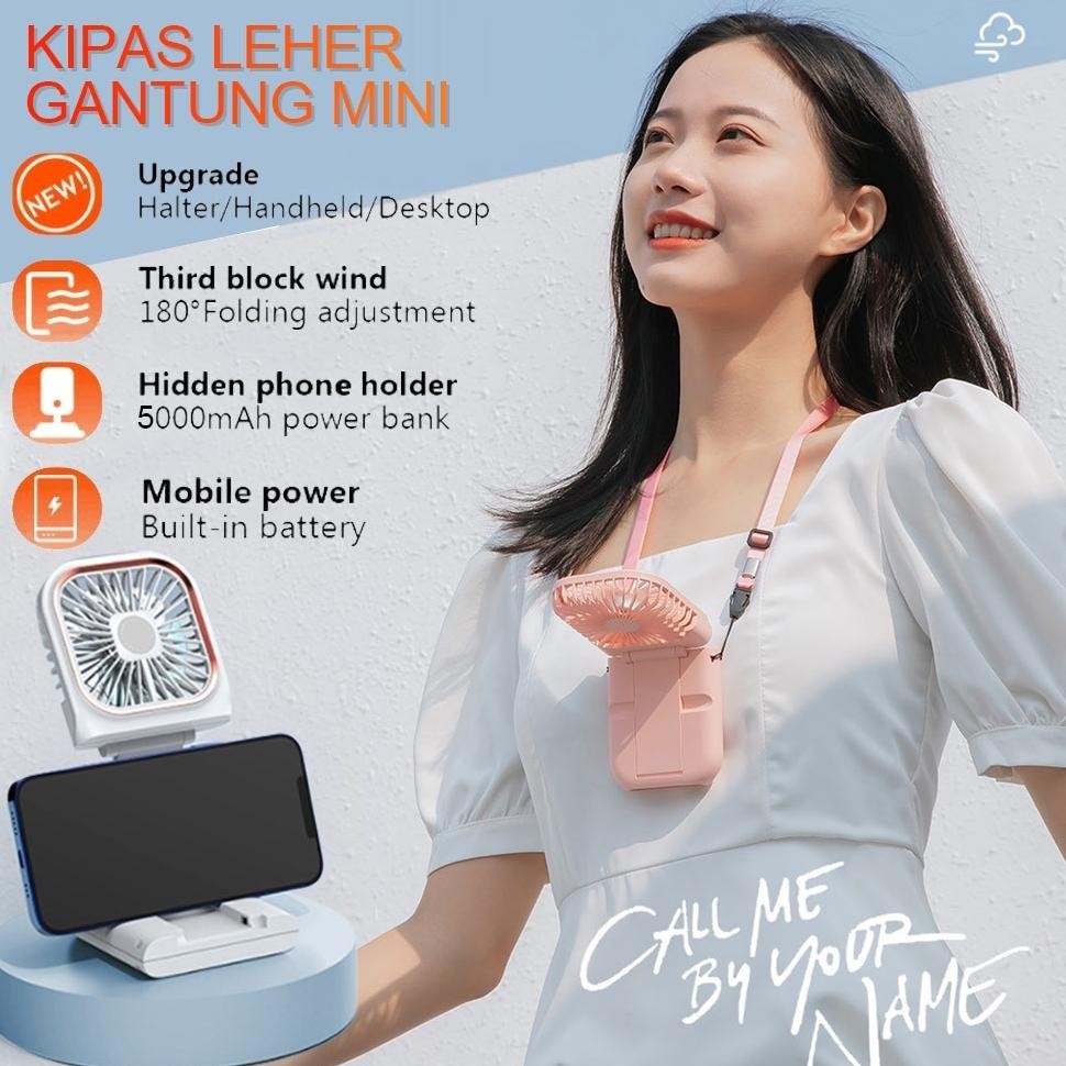 5000MAH KIPAS ANGIN PORTABLE MINI POWERBANK PENYANGGA PONSEL KIPAS LIPAT LISTRIK ORIGINAL KIPAS PORT