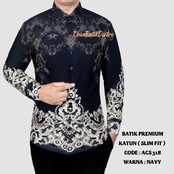 Kemeja Batik Pria Slim Fit / Baju Batik Pria Slim Fit Acs318