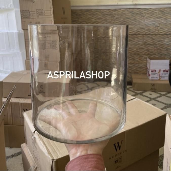 vas bunga silinder besar vas tabung kaca diameter 20cm tinggi 20cm