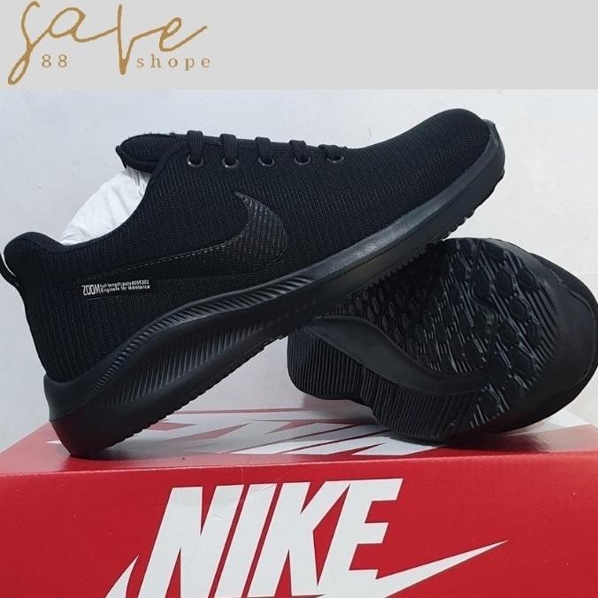 Sepatu Sneakers Kets Sekolah Olahraga Hitam Polos Full Black Pria Sakyabhagawanta