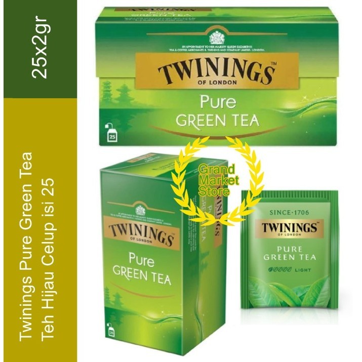 

Twinings Teh Hijau Celup Pure Green Tea 25X2Gr Twinings Of London