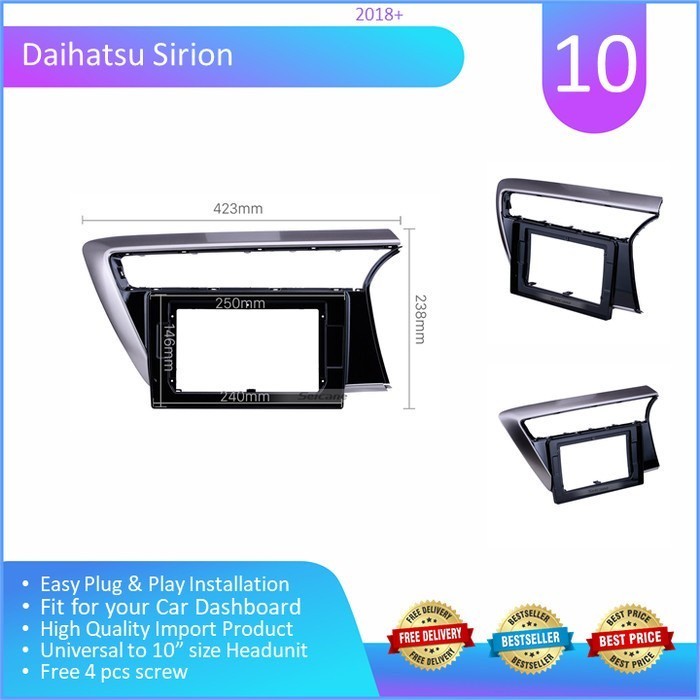 Frame Head Unit Android 10 Myvi Sirion New 2018 Frame HU Headunit 10"