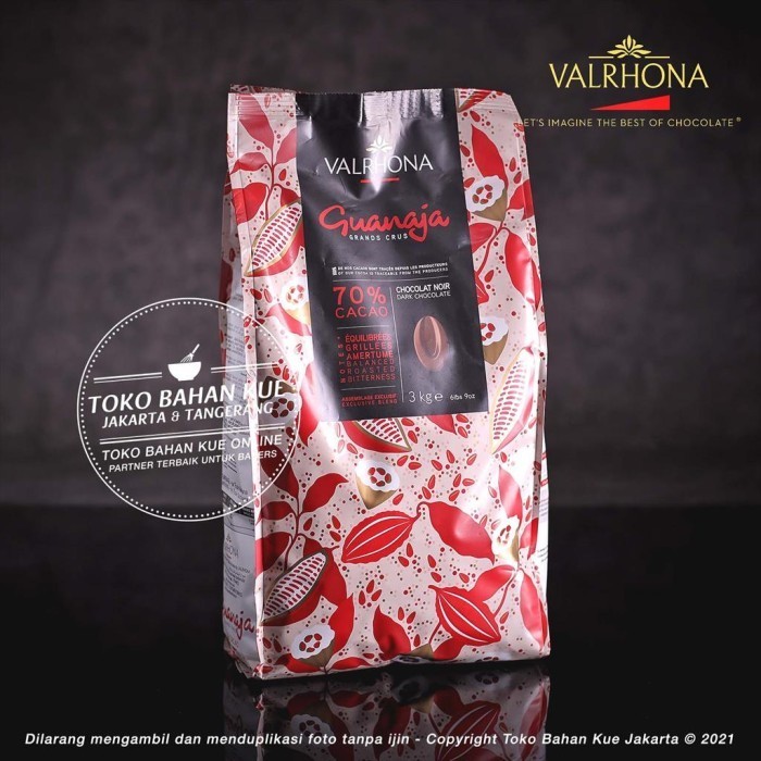 

Cabina Valrhona Guanaja 70% Dark Couverture Chocolate 500Gr Coklat Coin Pahit