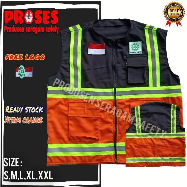 BARU GARANSI ROMPI SAFETY PROYEK KOMBINASI ORANGE HITAM/ROMPI SAFETY/ROMPI
