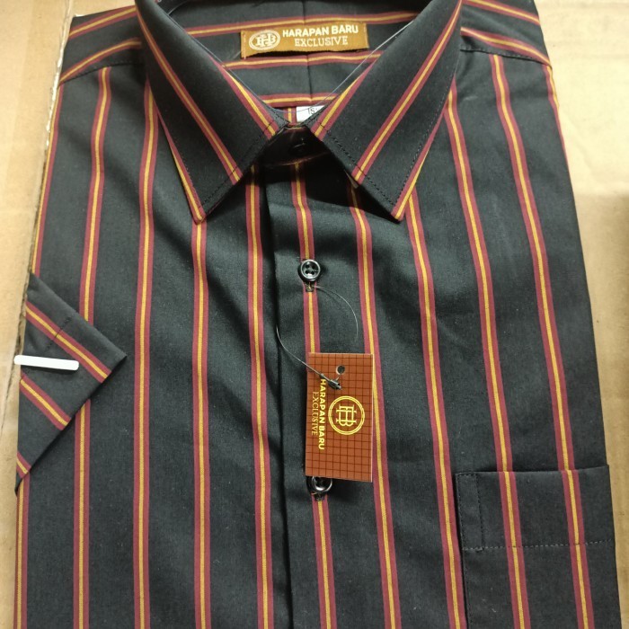 Kemeja Lengan Dek Pria Motif Garis / Kemeja Casual Pria Motif