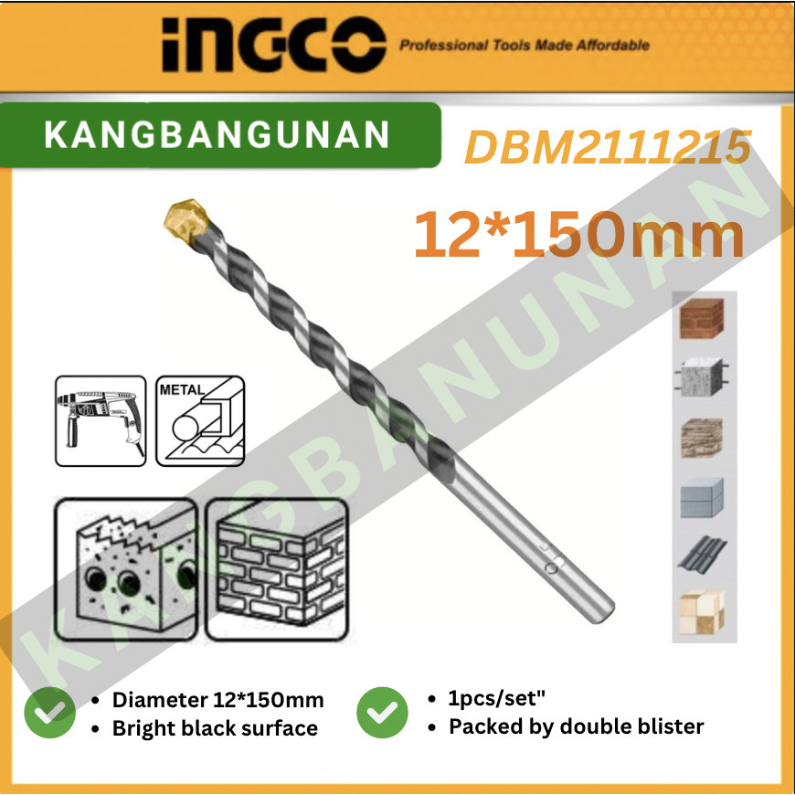 Mata Bor Tembok Beton INGCO 12X150MM MASONRY DRILL BIT DBM2111215